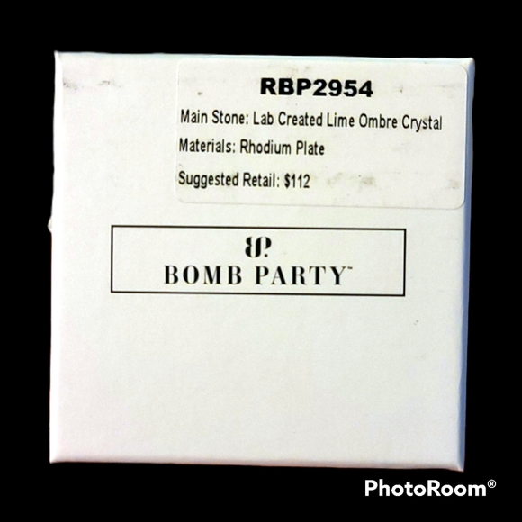 NIB Lime Ombre crystal Rhodium Plate Earrings - Picture 2 of 3